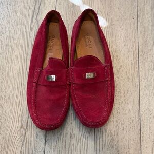 Gucci Men's Bold Red Suede Slip-Ons